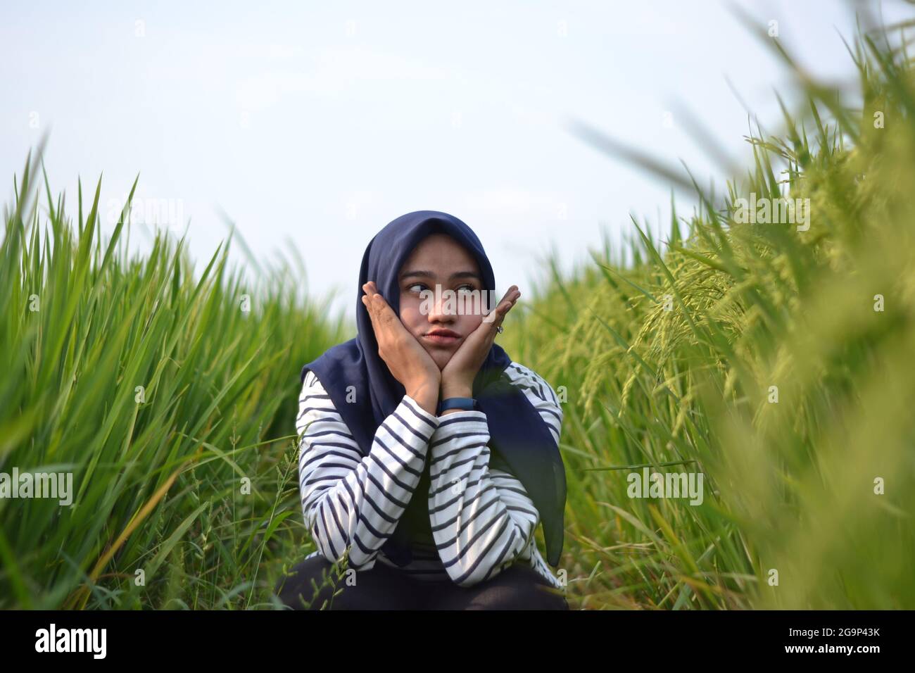 Hijab Model Fotoshooting Stockfoto