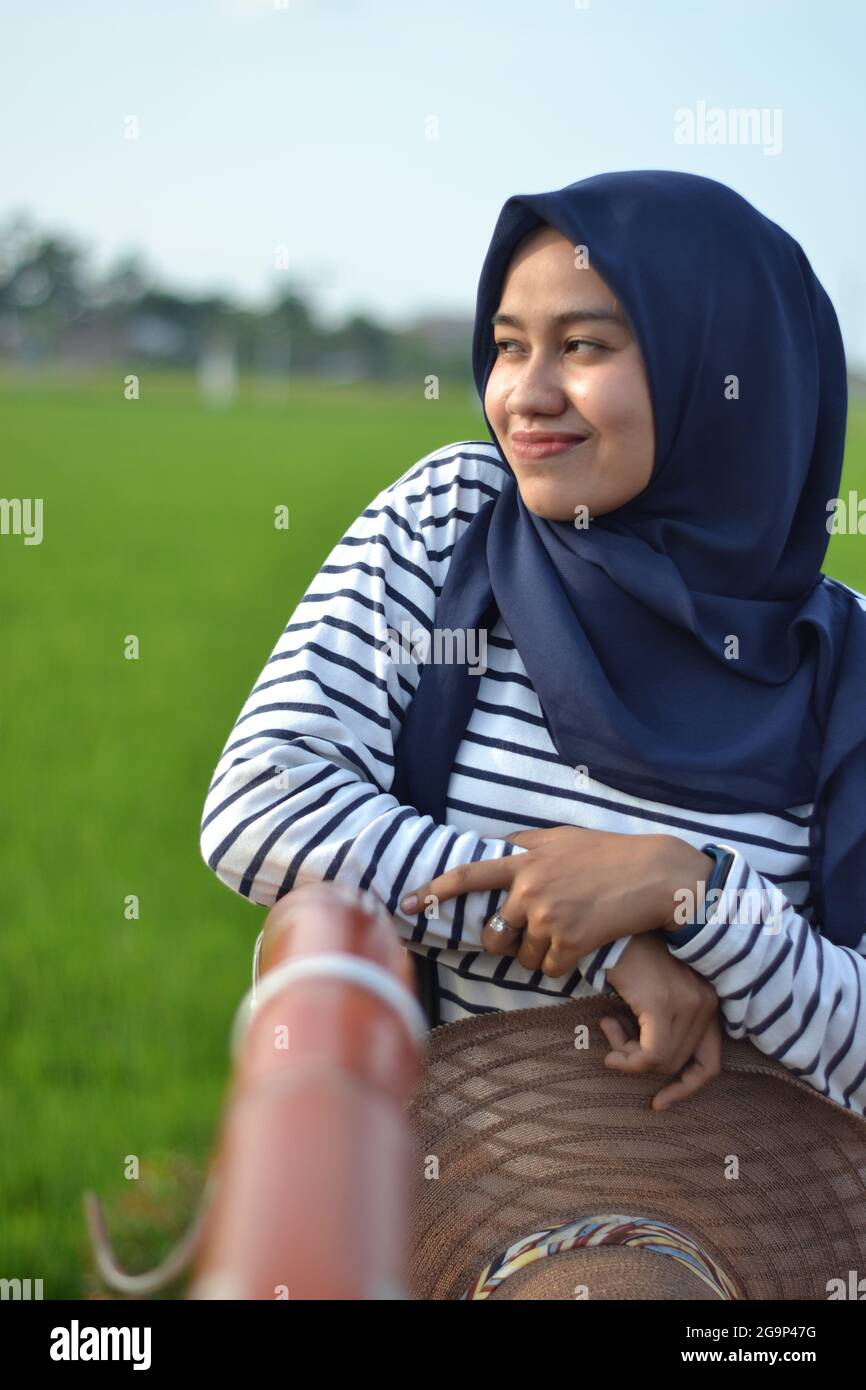 Hijab Model Fotoshooting Stockfoto
