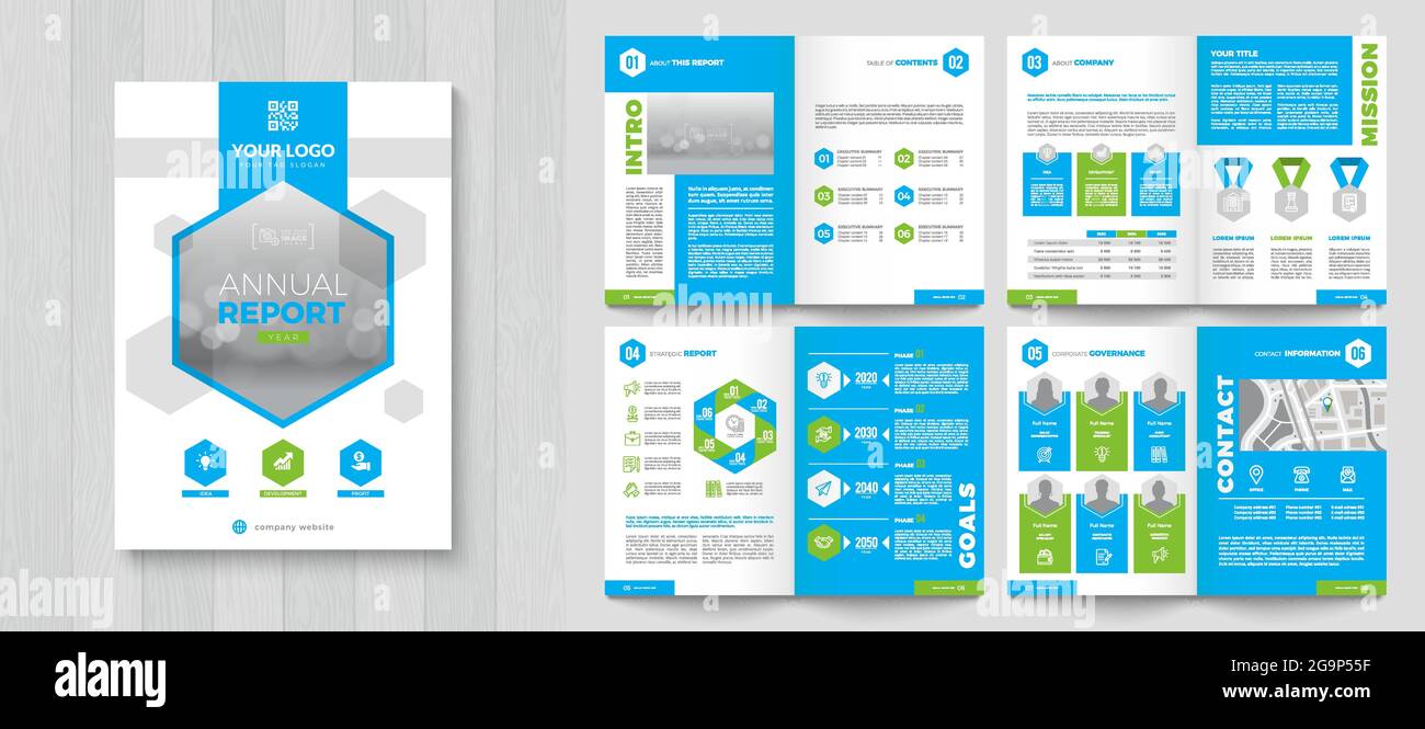 Geschäftsbericht mit Deckblatt. Broschüre, Mappe, Präsentation, Broschüre. A4-Format. Stock Vektor