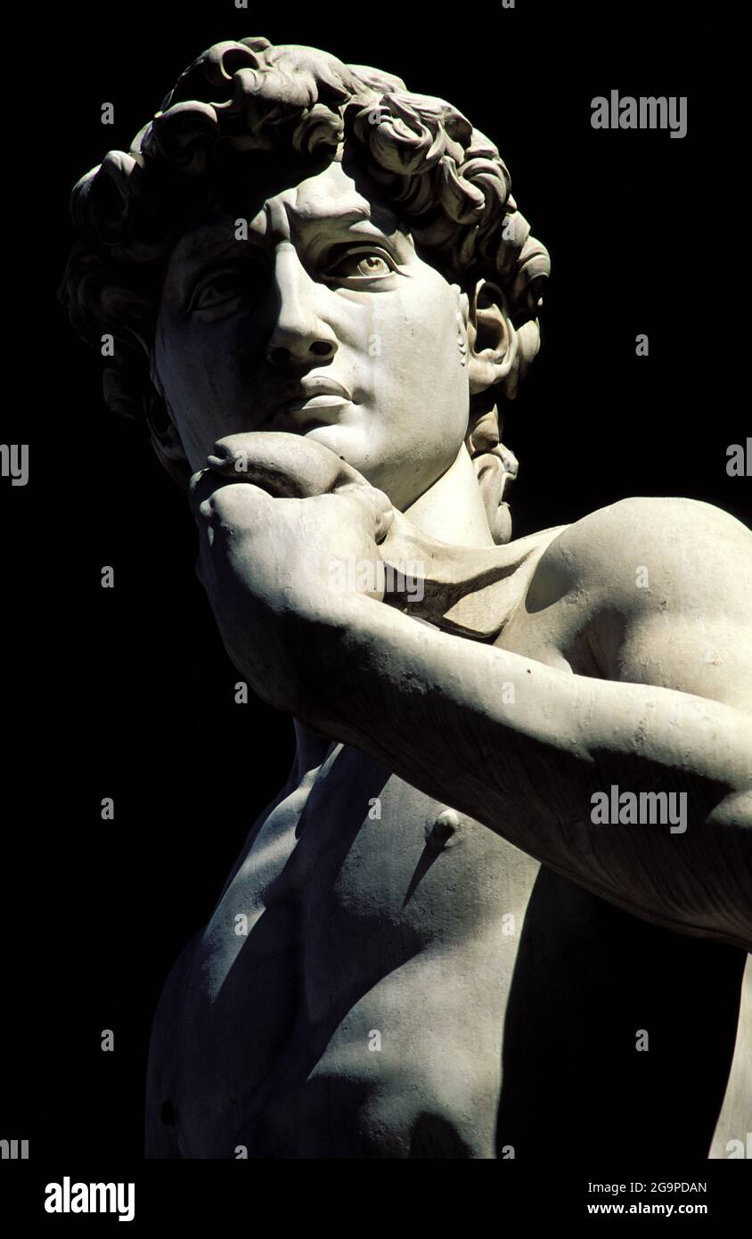 Italien. Toskana. Florenz. Segueria Place. Statue von David von Michelangelo Buonarroti. Stockfoto