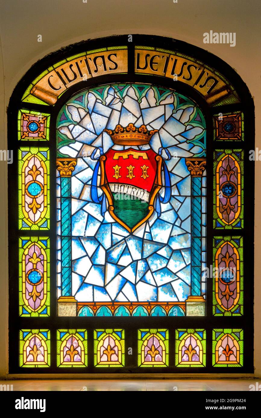 Wappen der Stadt Atri im Palazzo dei Duchi Acquaviva, Atri, Italien Stockfoto