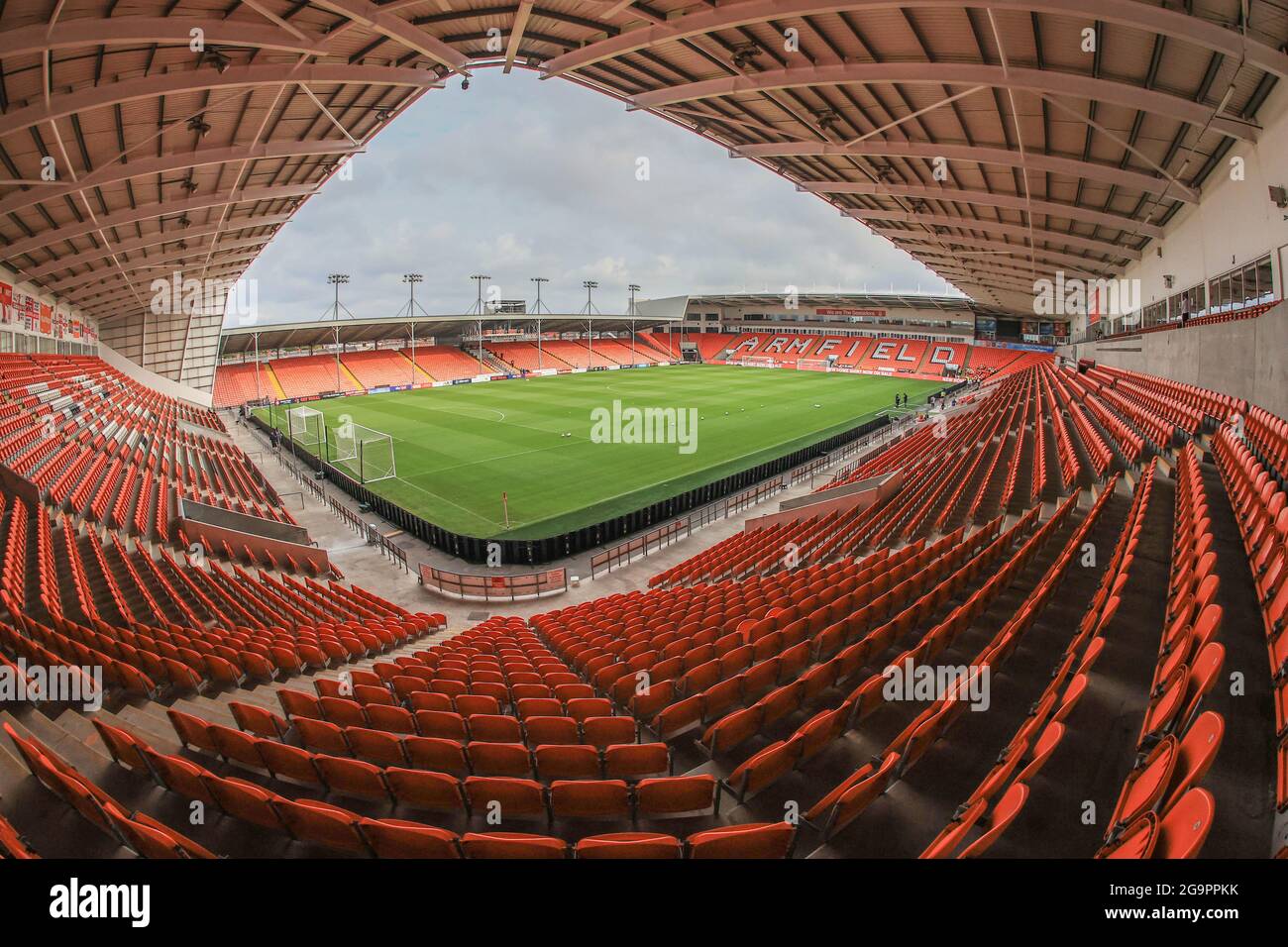 Ein allgemeiner Blick auf die Bloomfield Road vor diesen Abenden Pre-Season Friendly, Blackpool / Burnley Stockfoto