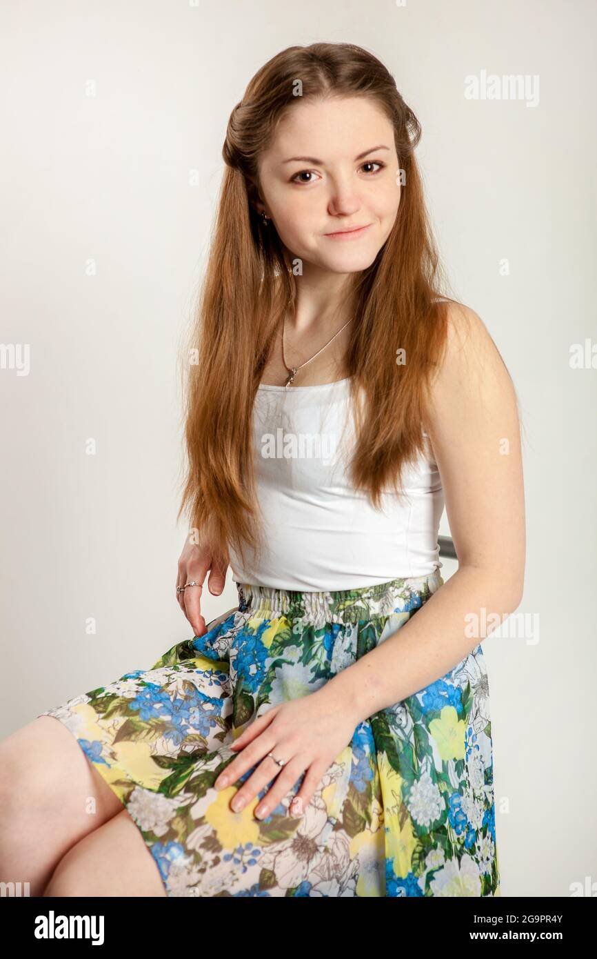 Junges Mädchen, Mode-Modell, Emotionen, hübsches Gesicht, hübsches Mädchen Stockfoto