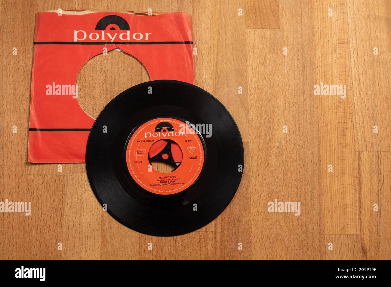 Edwin Starr's sehr feine Single aus dem Jahr 1966, „Headline News“, die überraschenderweise nur 39 in den UK Charts erreichte. Stockfoto