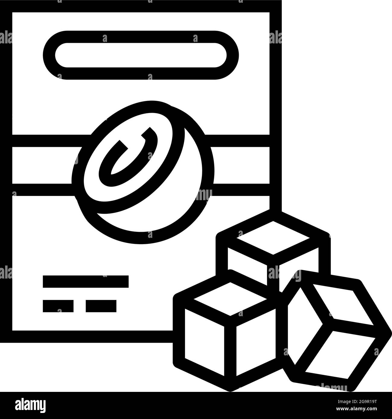 Kohlewürfel Kokosnusslinie Symbol Vektorgrafik Stock Vektor