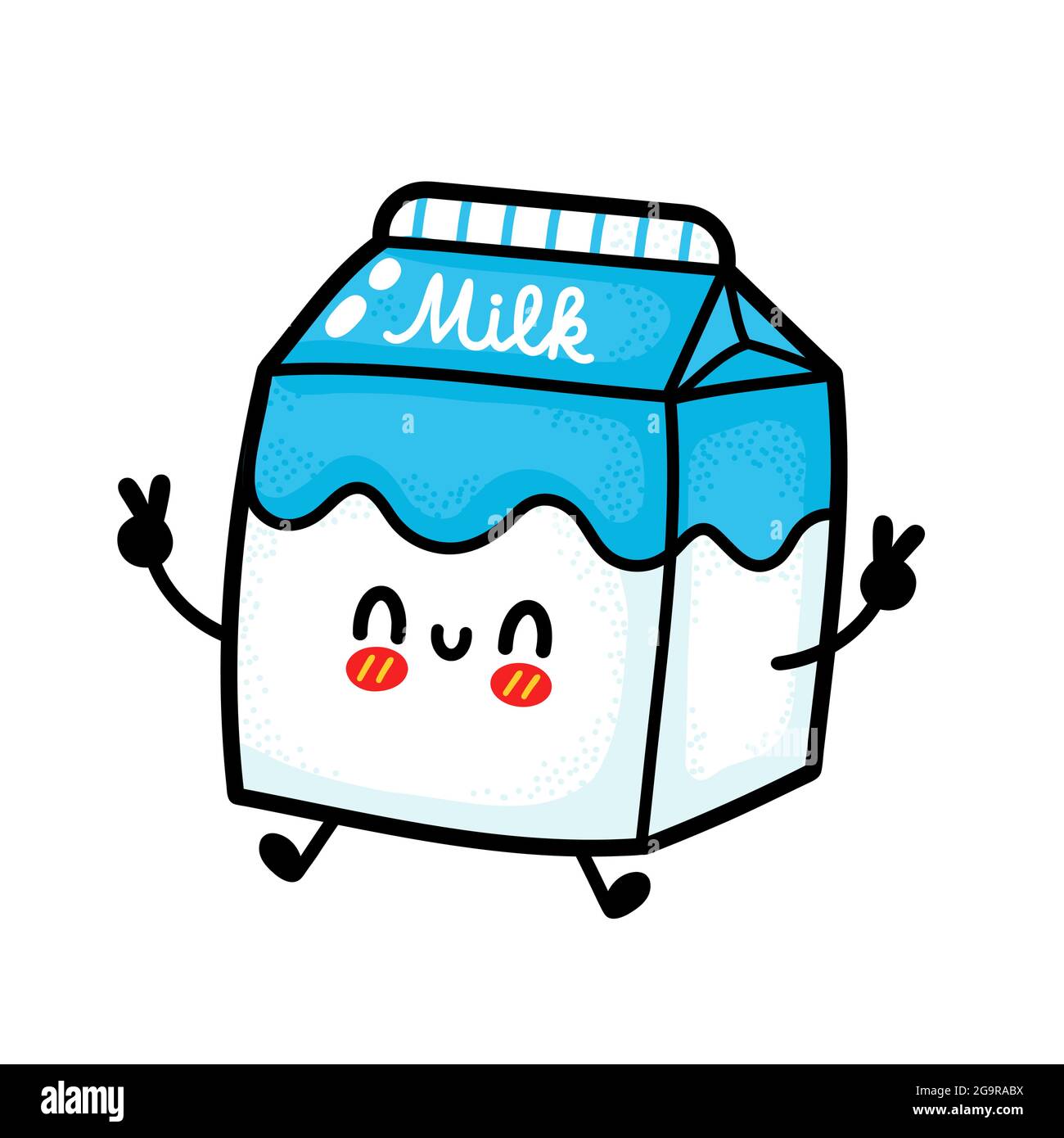 Nette lustige glücklich Milchbox springen. Vektor Hand gezeichnet Cartoon kawaii Charakter Illustration Symbol. Isoliert auf weißem Hintergrund. Milch Milchbox Doodle Cartoon Lächeln glücklich Charakter Konzept Stock Vektor