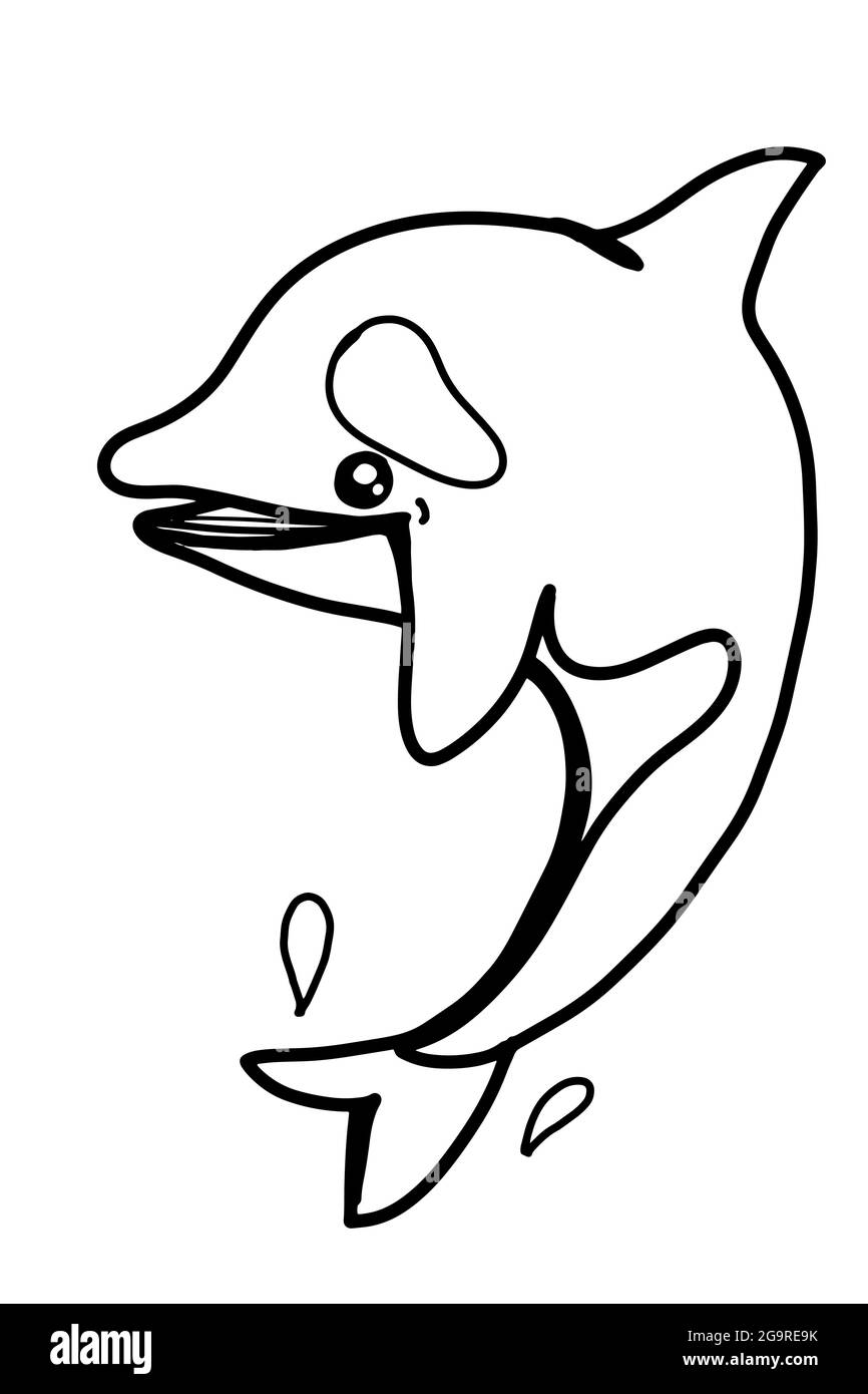 Cartoon Orca, Killer Wal Illustration drawing.Line Art.Coloring Stockfoto