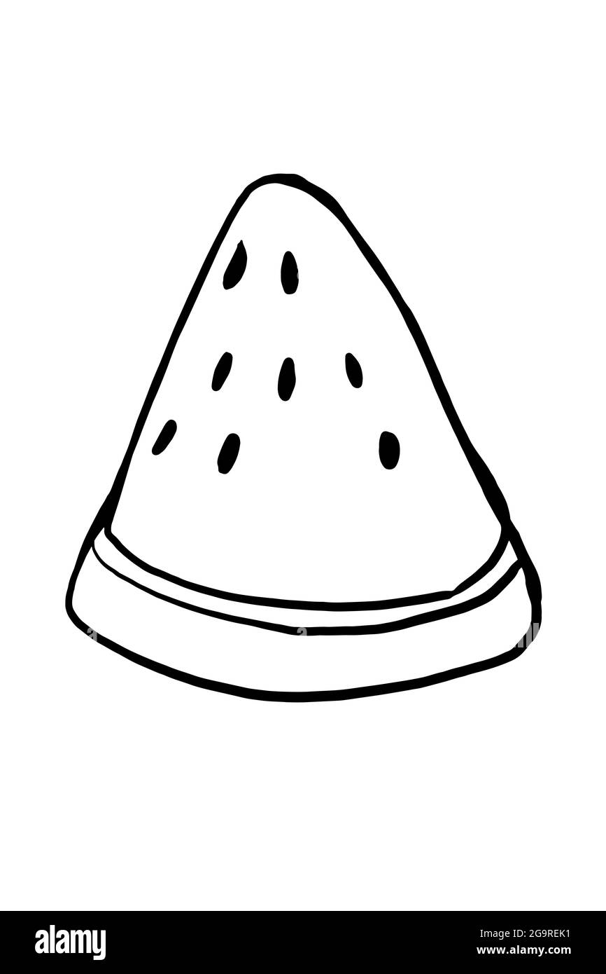 Cartoon, Wassermelone Scheibe, Illustration drawing.Line Art. Stockfoto