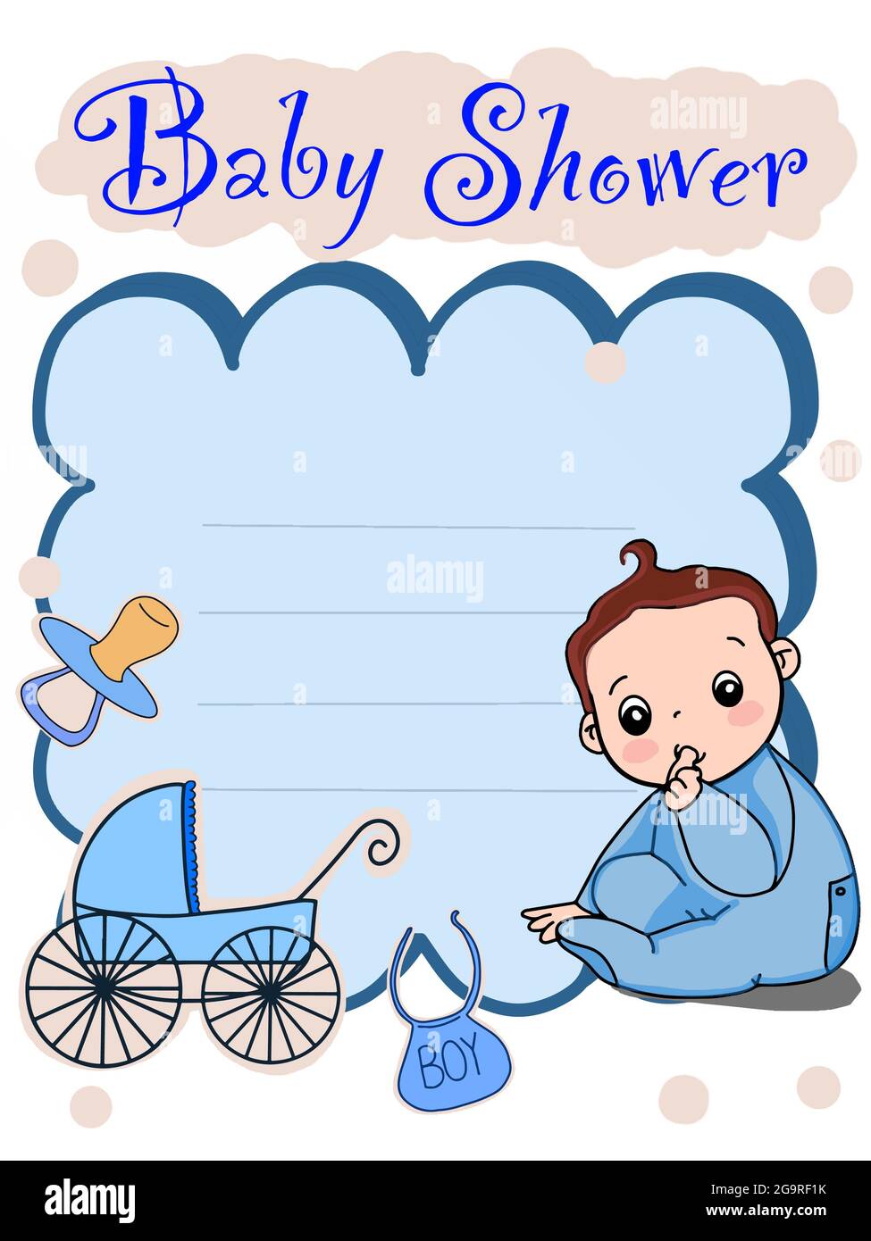 Nettes Baby Mädchen, Junge Baby Dusche Karte, erfinden, Illustration. Stockfoto