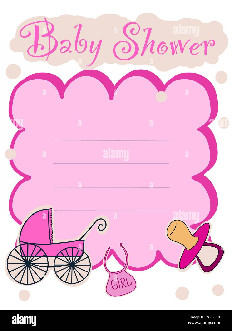 Nettes Baby Mädchen, Junge Baby Dusche Karte, erfinden, Illustration. Stockfoto