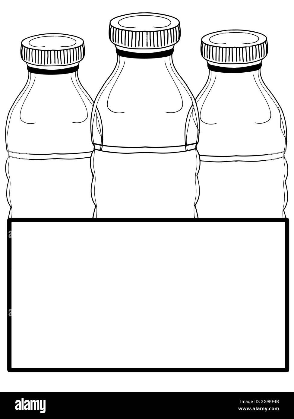 Wasserflaschen, Banner, Illustration Zeichnung, Stockfoto