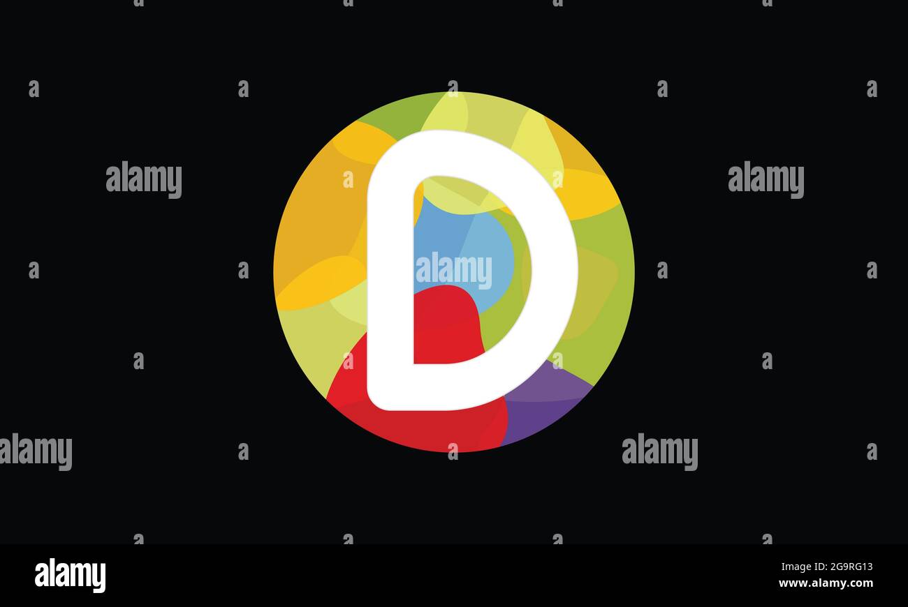 Vektor-Vorlage für farbenfrohes D-Logo-Design. Abstrakter Technologiebuchstabe D Logo-Design Stock Vektor