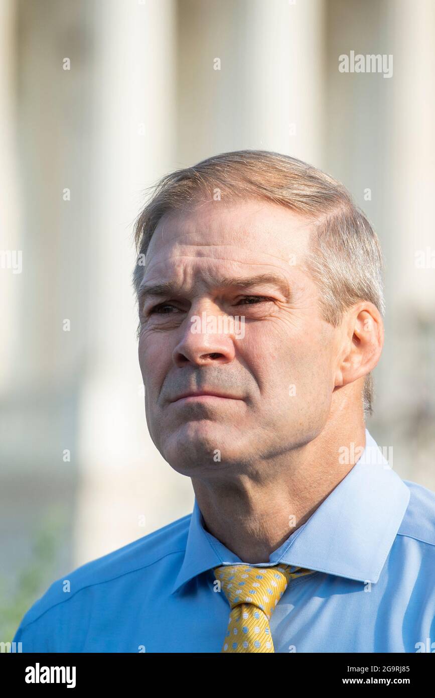 US-Repräsentant Jim Jordan (Republikaner von Ohio) während einer Pressekonferenz zum 1/6 Select Committee vor dem US-Kapitol in Washington, DC, Dienstag, 27. Juli 2021. Kredit: Rod Lamkey/CNP /MediaPunch Stockfoto