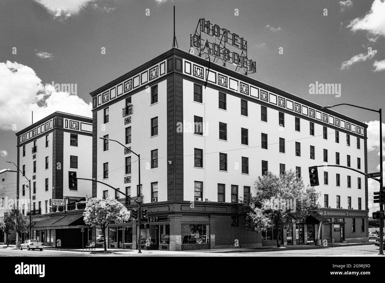Das Hotel Gadsden, ein Wahrzeichen in Douglas, AZ, hat eine lange Geschichte mit vielen berühmten Gästen, darunter die Pancho Villa, an der Grenze zu Mexiko Stockfoto