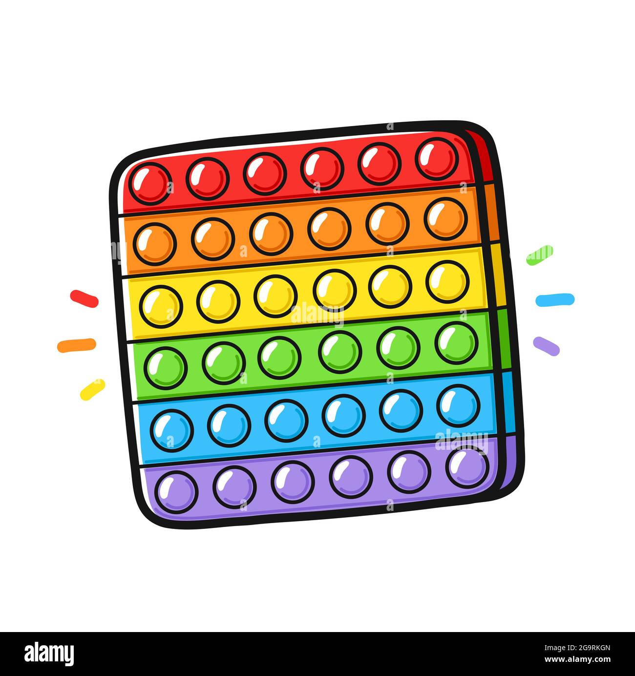 Lustige Pop it fidget Sinnesspielzeug. Vektor handgezeichnete Cartoon Illustration Logo-Symbol. Isoliert auf weißem Hintergrund. Pop it fidget Kinder sensorische Spielzeug Doodle Cartoon Konzept Stock Vektor