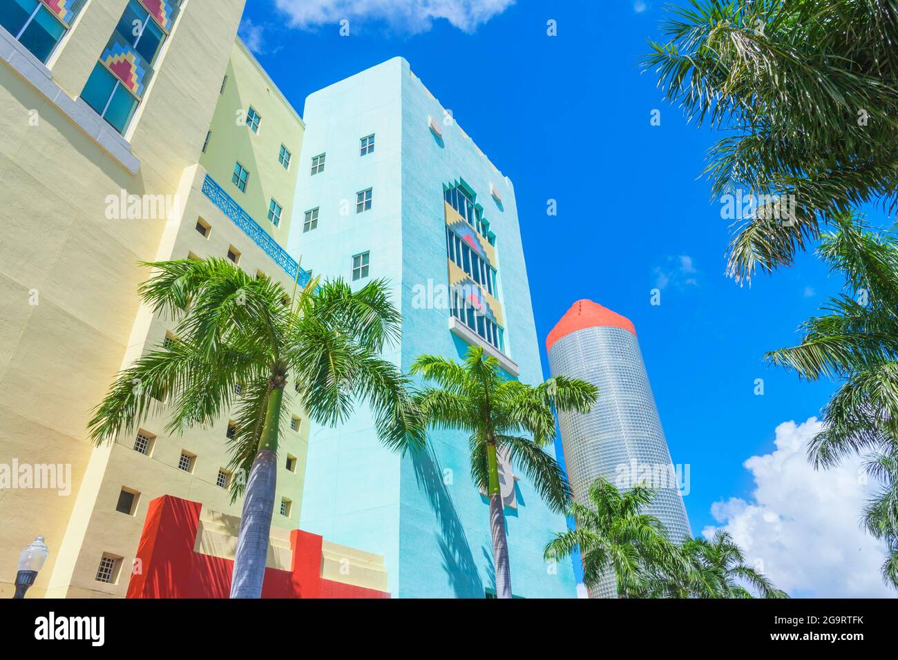 Art déco-Gebäude an der Washington Avenue, South Beach, Miami, Florida, USA Stockfoto