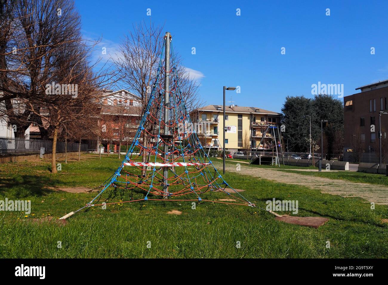 Dalmine Stadtbild während der Sperre, Lombardei, Italien Stockfoto