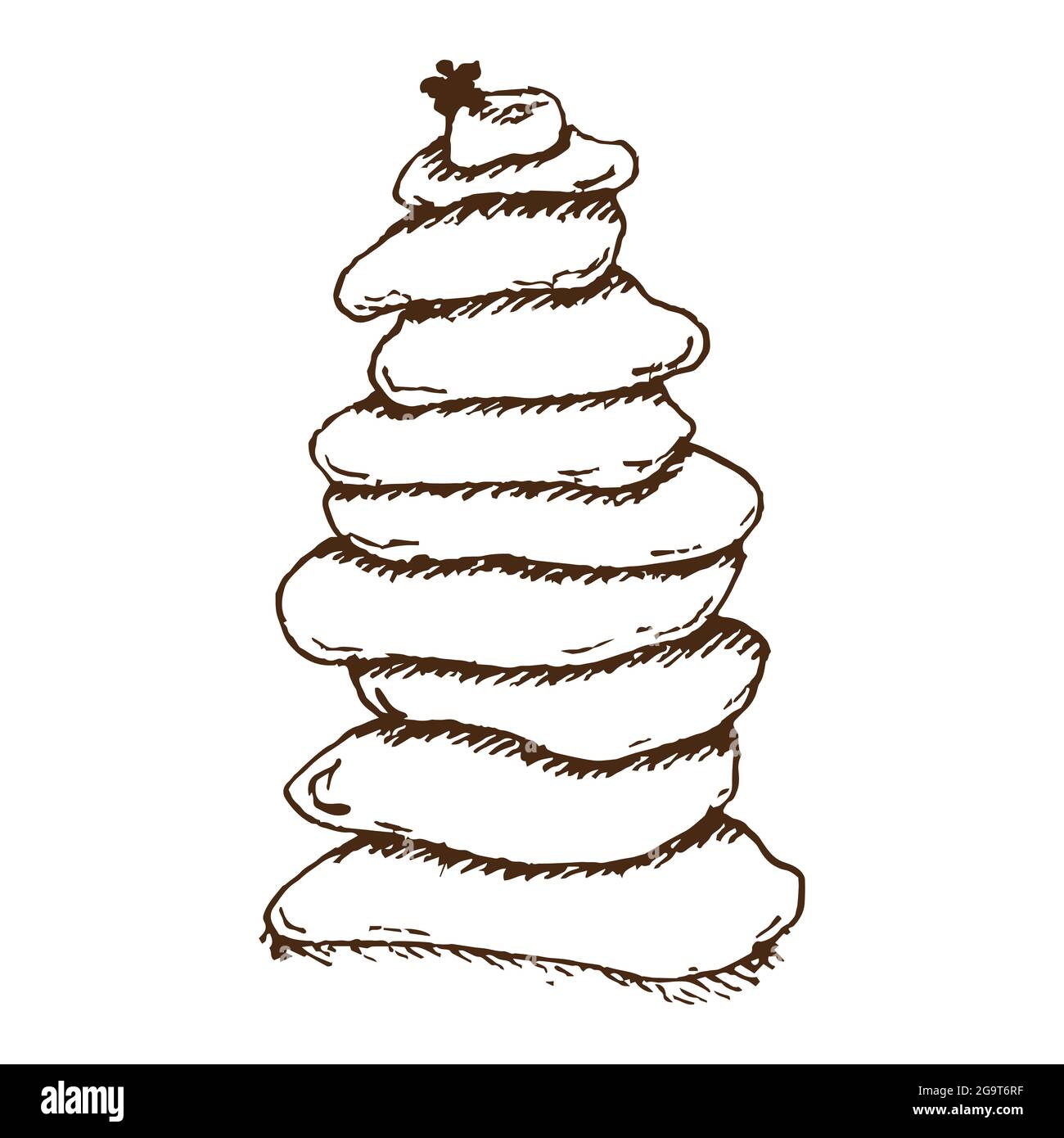 Heilungsillustrationen Symbol der Linie der Steine von Spa auf weißem Hintergrund. Spa-Steine. Vektor-Illustration, bemalte Pyramide der Balanciersteine lineares Symbol auf Stock Vektor