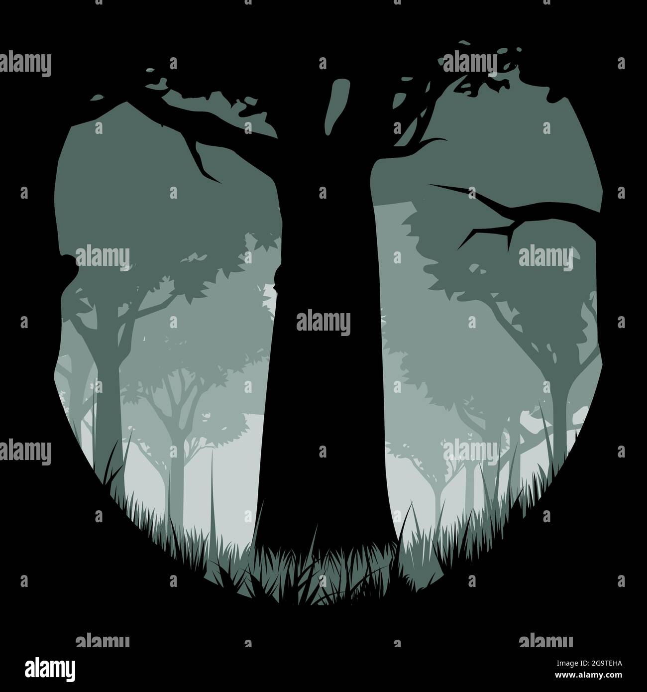 Vektordarstellung des Hintergrundwaldes Stock Vektor