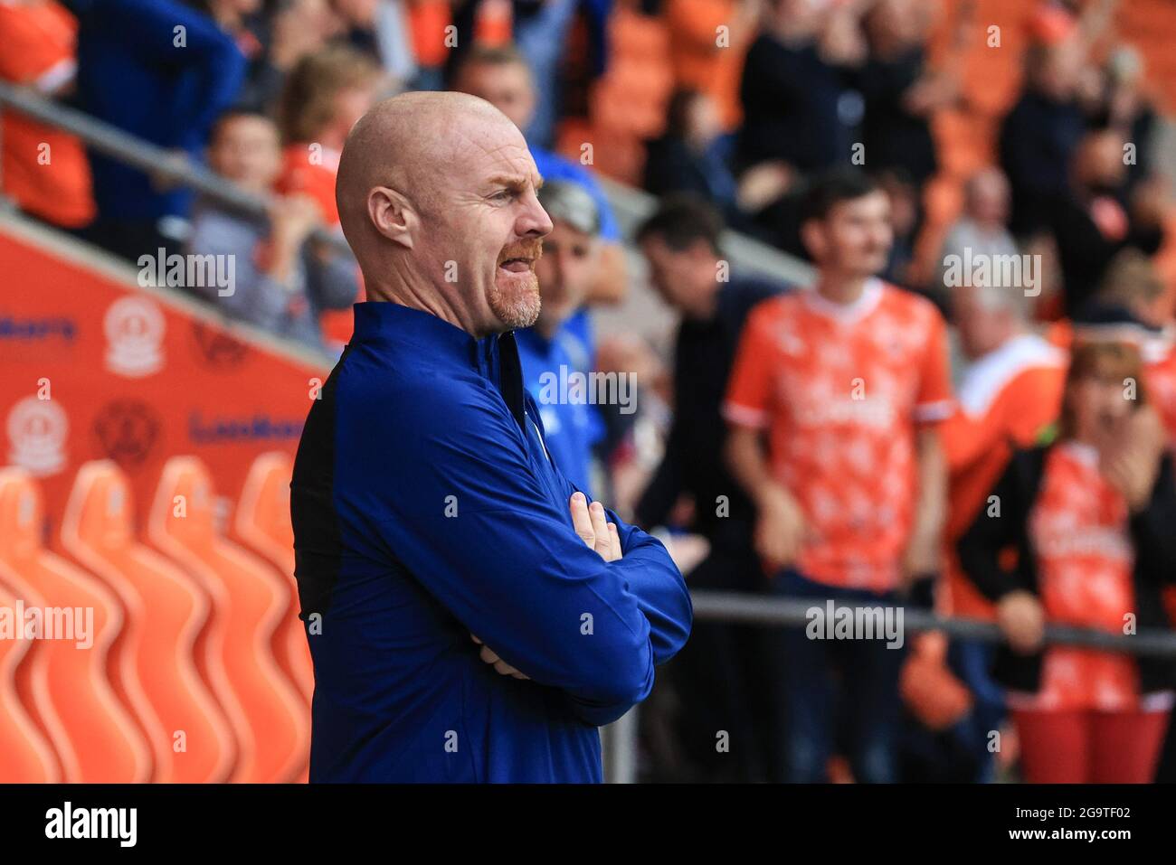 Blackpool, Großbritannien. Juli 2021. Sean Dyche Manager von Burnley während des Spiels in Blackpool, Großbritannien am 7/27/2021. (Foto von Mark Cosgrove/News Images/Sipa USA) Quelle: SIPA USA/Alamy Live News Stockfoto