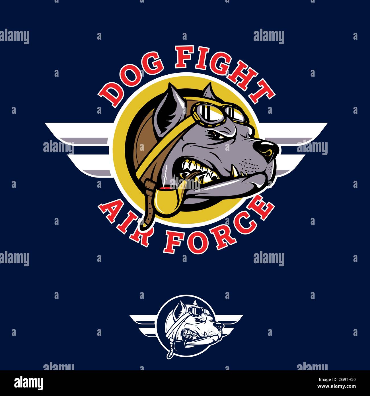 Hund Kampf Abzeichen Pitbull Pilot WWII Nase Kunst Emblem Stil Vektor Illustration. Kann als Poster, T-Shirt oder einem anderen Zweck verwendet werden. Stock Vektor