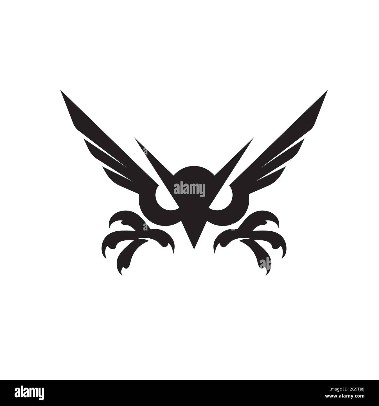 Eulenjagd-Logo mit weit geöffneten Talonen Stock Vektor