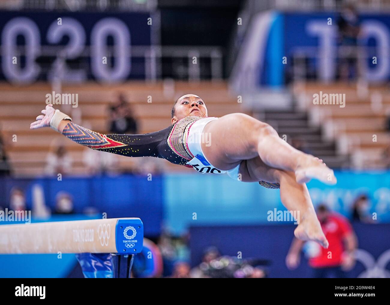 Ariake Gymnastik Center, Tokio, Japan. Juli 2021. Jutta Verkest aus Belgien {während des Finales des Teams für künstlerische Gymnastik der Frauen bei den Olympischen Spielen in Yokyo im Ariake Gymnastik Center, Tokio, Japan. Kim Price/CSM/Alamy Live News Stockfoto