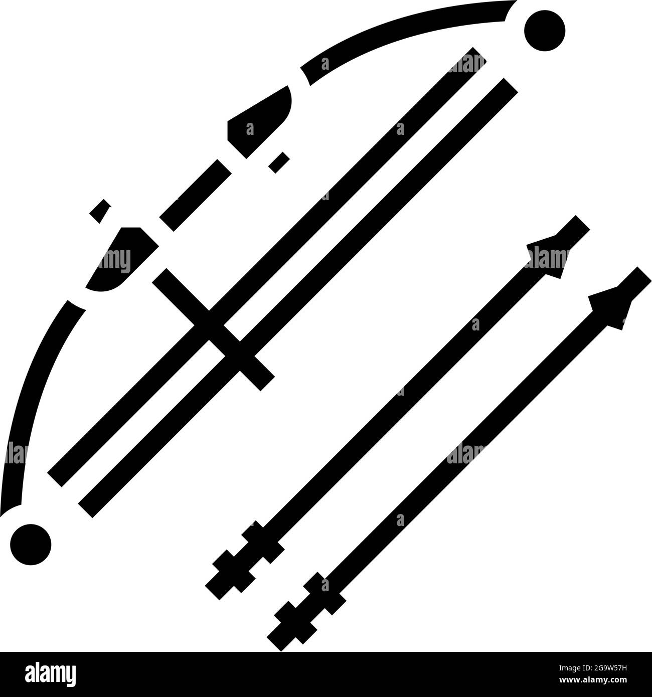 Vektor-Illustration für Glyphen-Symbole mit Pfeil und Bogen Stock Vektor