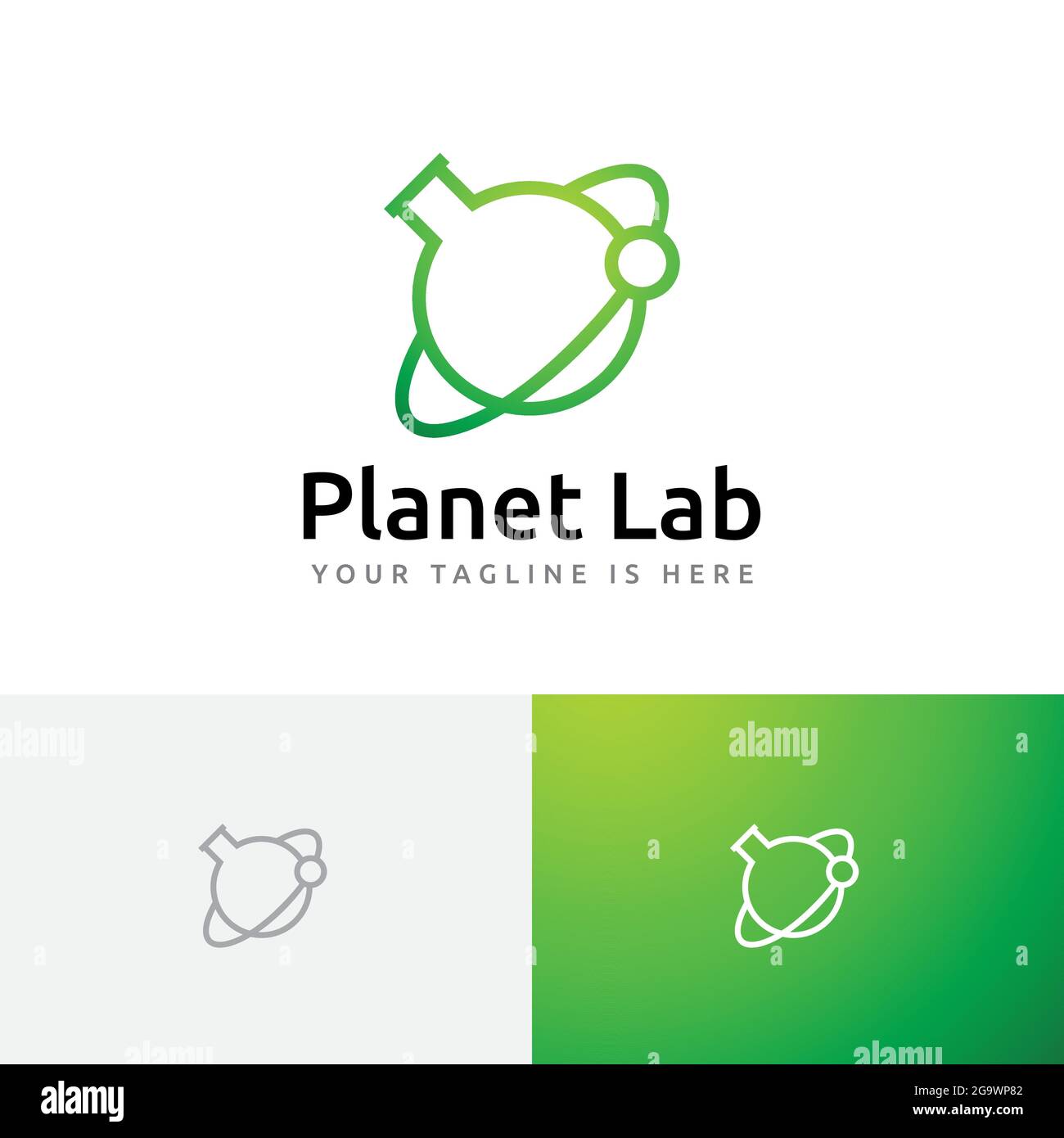 Planet Laboratory Orbit Revolution Tube Research Chemistry Science Logo Stock Vektor