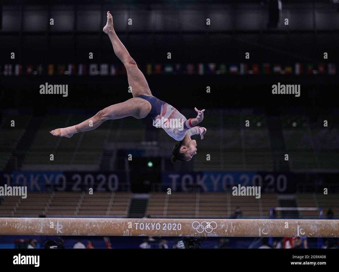 Ariake Gymnastik Center, Tokio, Japan. Juli 2021. Amelie Morgan aus Großbritannien während der Qualifikation der Frauen im Kunstturnen bei den Olympischen Spielen im Ariake Gymnastik Center, Tokio, Japan. Kim Price/CSM/Alamy Live News Stockfoto