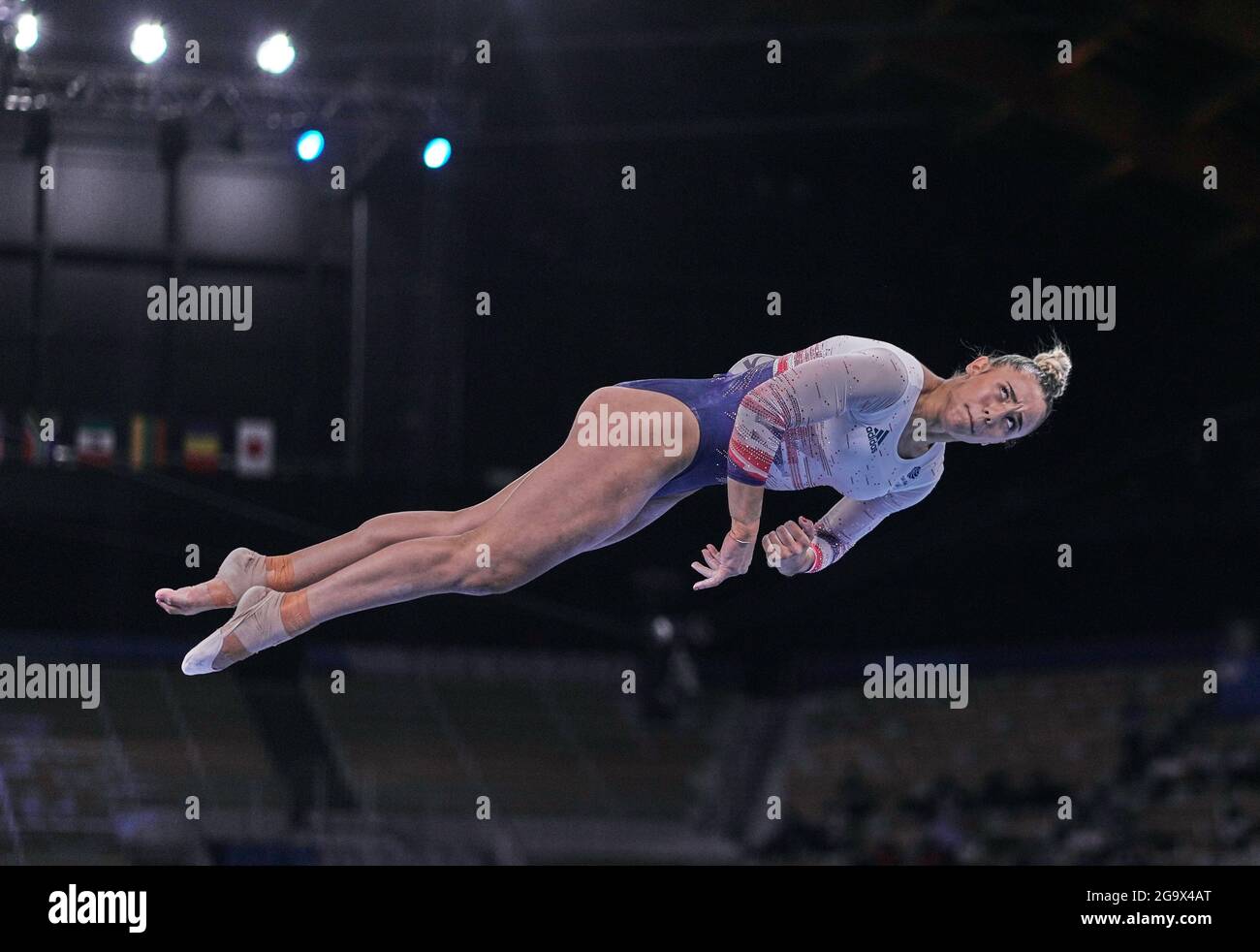 Ariake Gymnastik Center, Tokio, Japan. Juli 2021. Amelie Morgan aus Großbritannien während der Qualifikation der Frauen im Kunstturnen bei den Olympischen Spielen im Ariake Gymnastik Center, Tokio, Japan. Kim Price/CSM/Alamy Live News Stockfoto