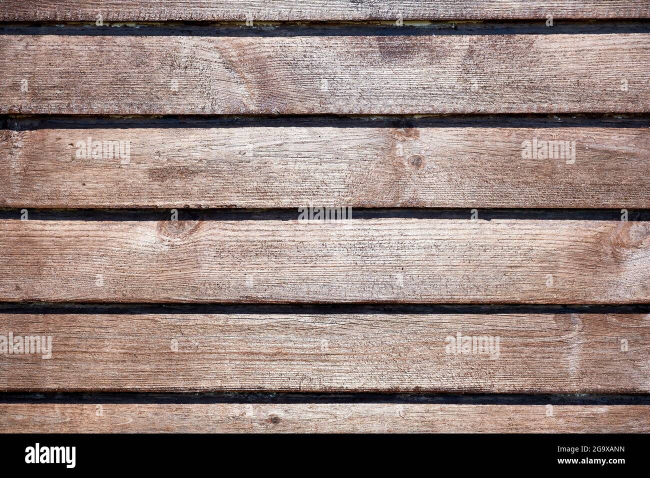 Alte rustikale braune Holzdiele Hintergrund. Nahtlose Textur. Vintage braunes Holzmuster. Stockfoto