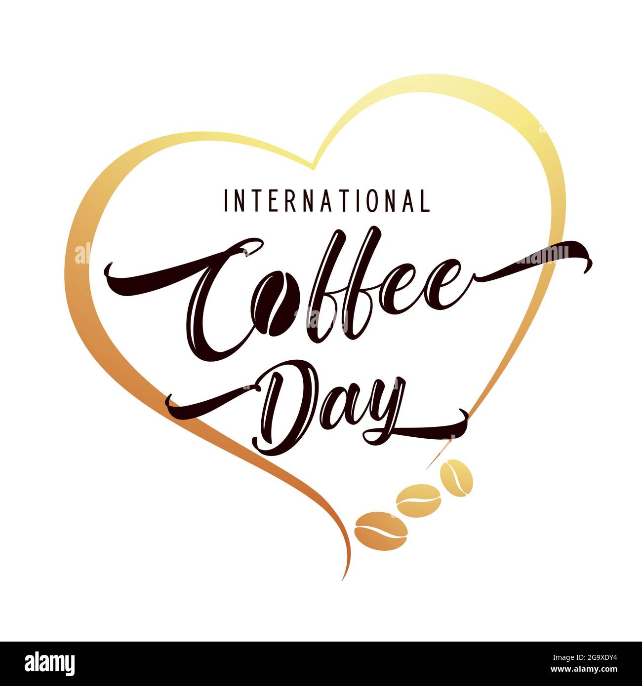 Internationaler oder nationaler Coffee Day-Schriftzug in Aroma-Herzform. Geeignet für Vektor-Grußkarte, Poster und Banner, mobilen Hintergrund Stock Vektor