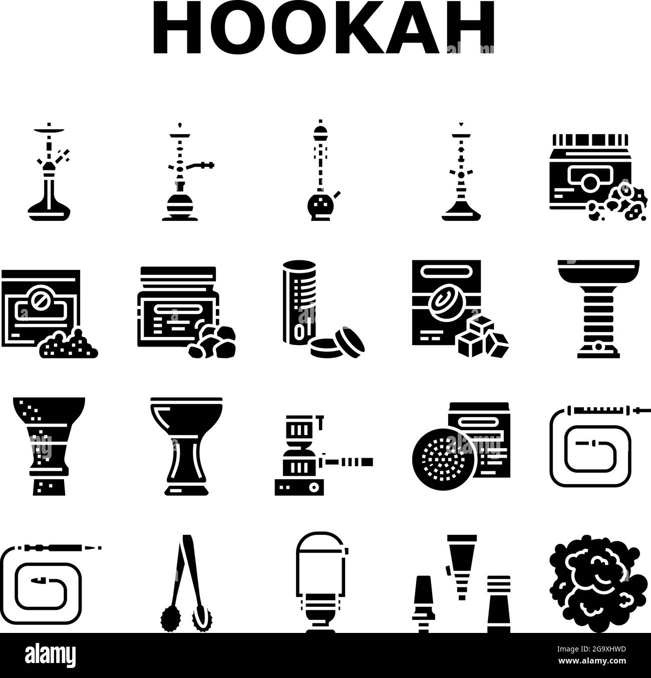 Shisha Tabak Raucher Kollektion Icons Set Vektor Stock Vektor