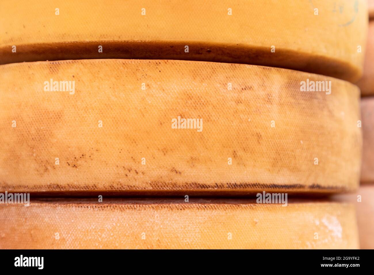 Italienischer Käse auf dem Lebensmittelmarkt Stockfoto