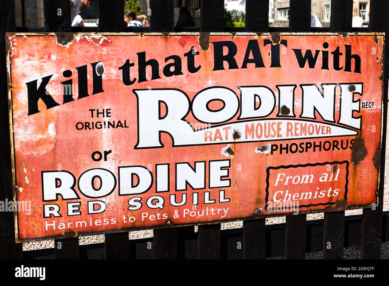 Highland Dampfeisenbahn. Boot von Garten. Vintage Emaille-Schild. Speyside-Eisenbahnen. Schottland, Vereinigtes Königreich Stockfoto