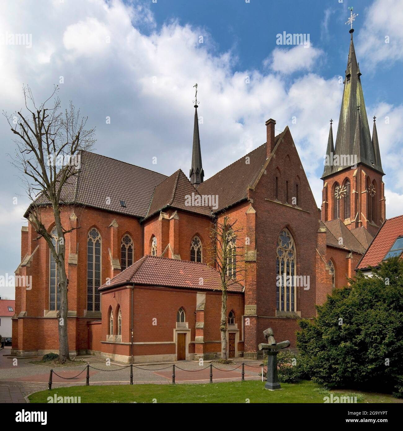 St. Sixtus, neugotische Hallenkirche aus rotem Backstein, Deutschland, Nordrhein-Westfalen, Haltern am See Stockfoto