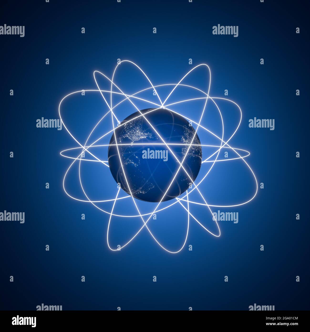 Satelliten umkreisen das Konzept der Erde. 3d-Rendering - Kopieren Sie Platz um für besseres Zuschneiden Stockfoto