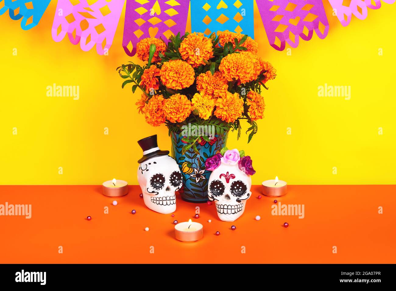 Tag der Toten, Dia De Los Muertos, Hintergrund Stockfoto