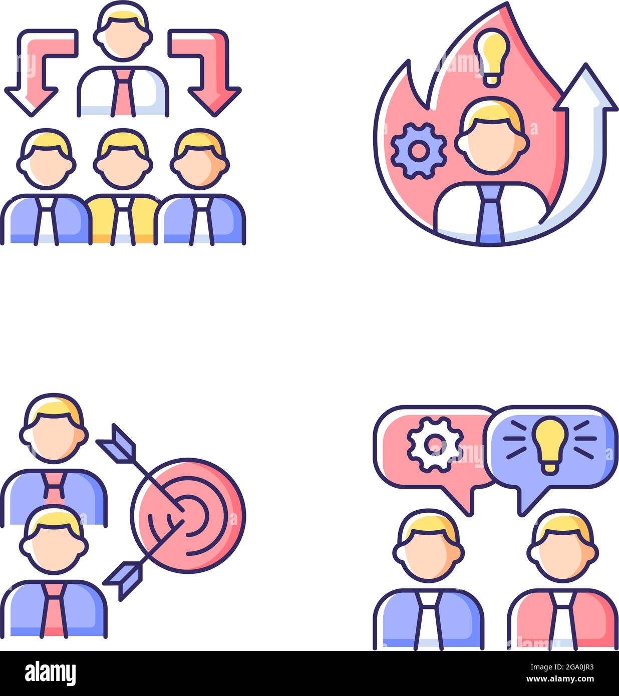 Arbeiten zusammen RGB-Farbsymbole eingestellt Stock Vektor