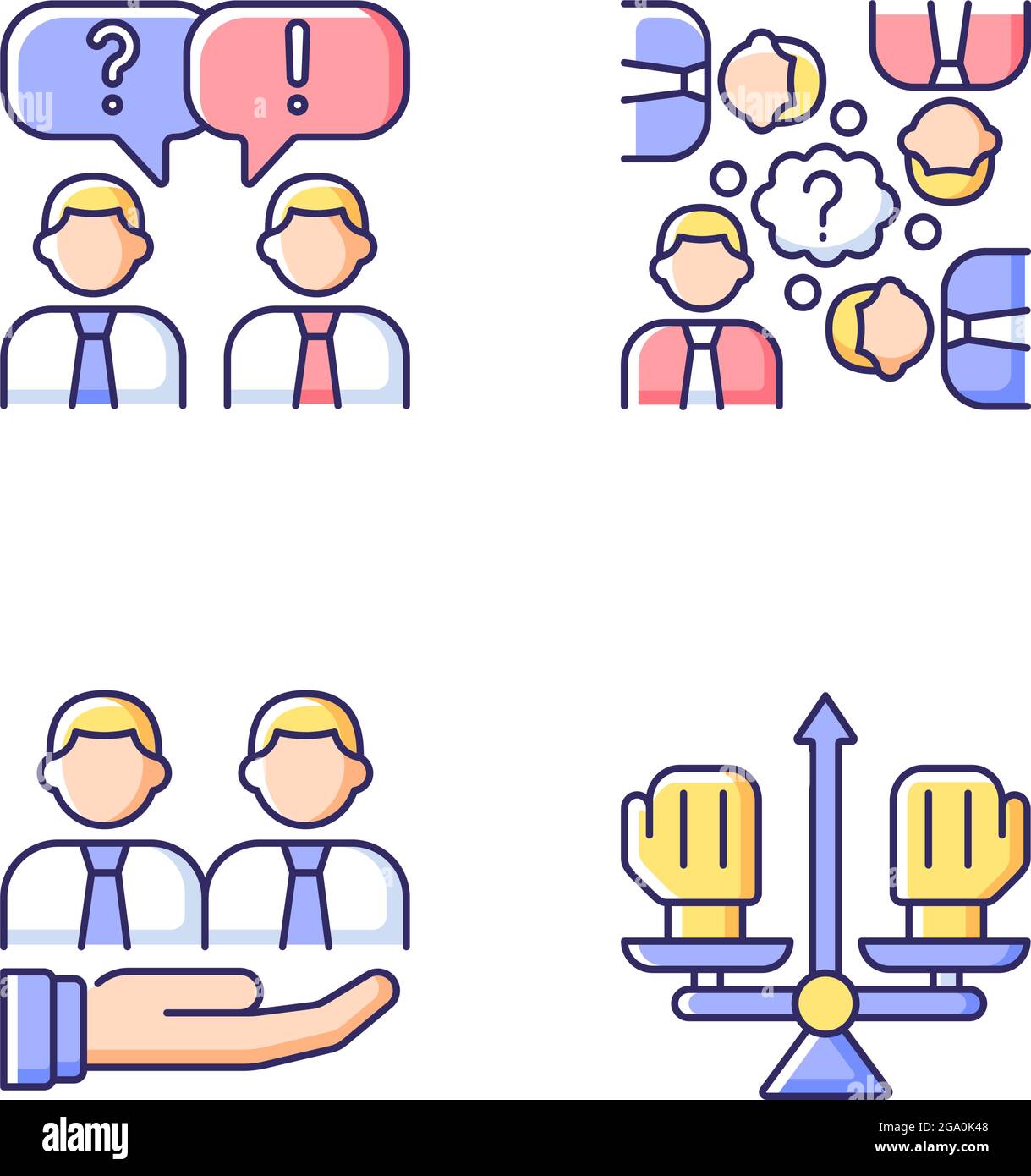 Kollektives Arbeiten RGB-Farbsymbole eingestellt Stock Vektor