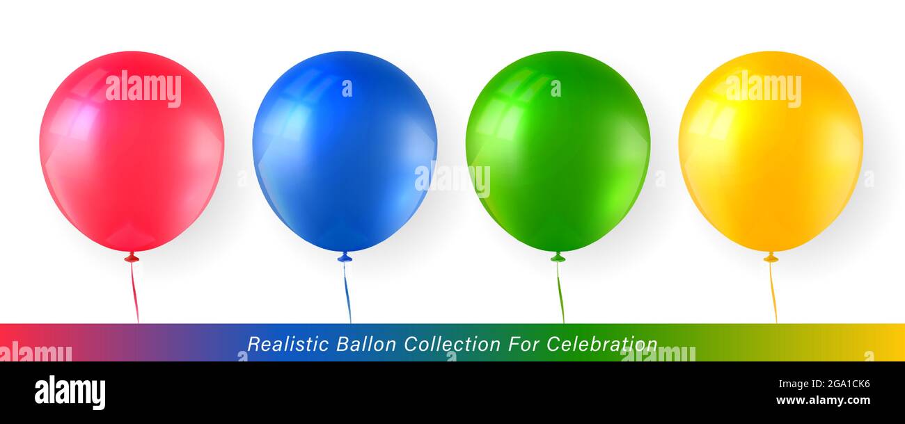 3D realistische elegante goldene silber weiß gelb blau rot Ballon Kollektion für Feier Design Stock Vektor