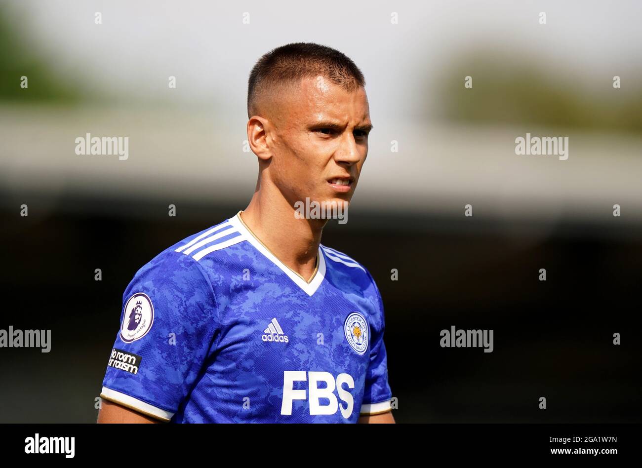 Filip Benkovic von Leicester City während des Freundschaftsspiel vor der Saison im Pirelli Stadium, Burton-upon-Trent. Bilddatum: Samstag, 24. Juli 2021. Stockfoto