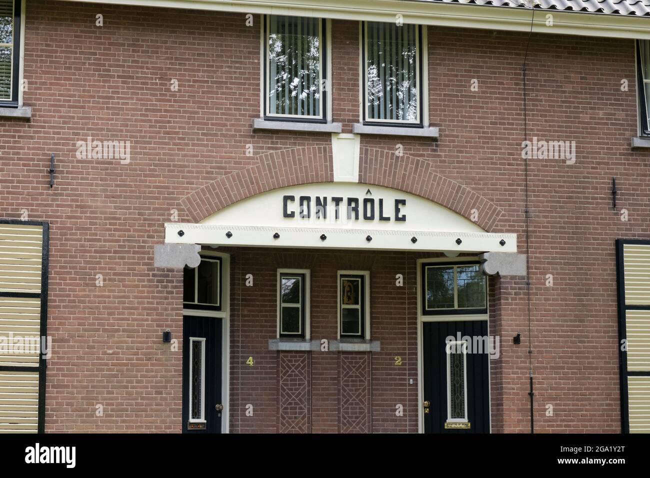 Haus namens Controle in den Kolonien von Benevolance in Veenhuizen, Drenthe in den Niederlanden. Eines der frühesten und größten sozialen Experimente in Stockfoto