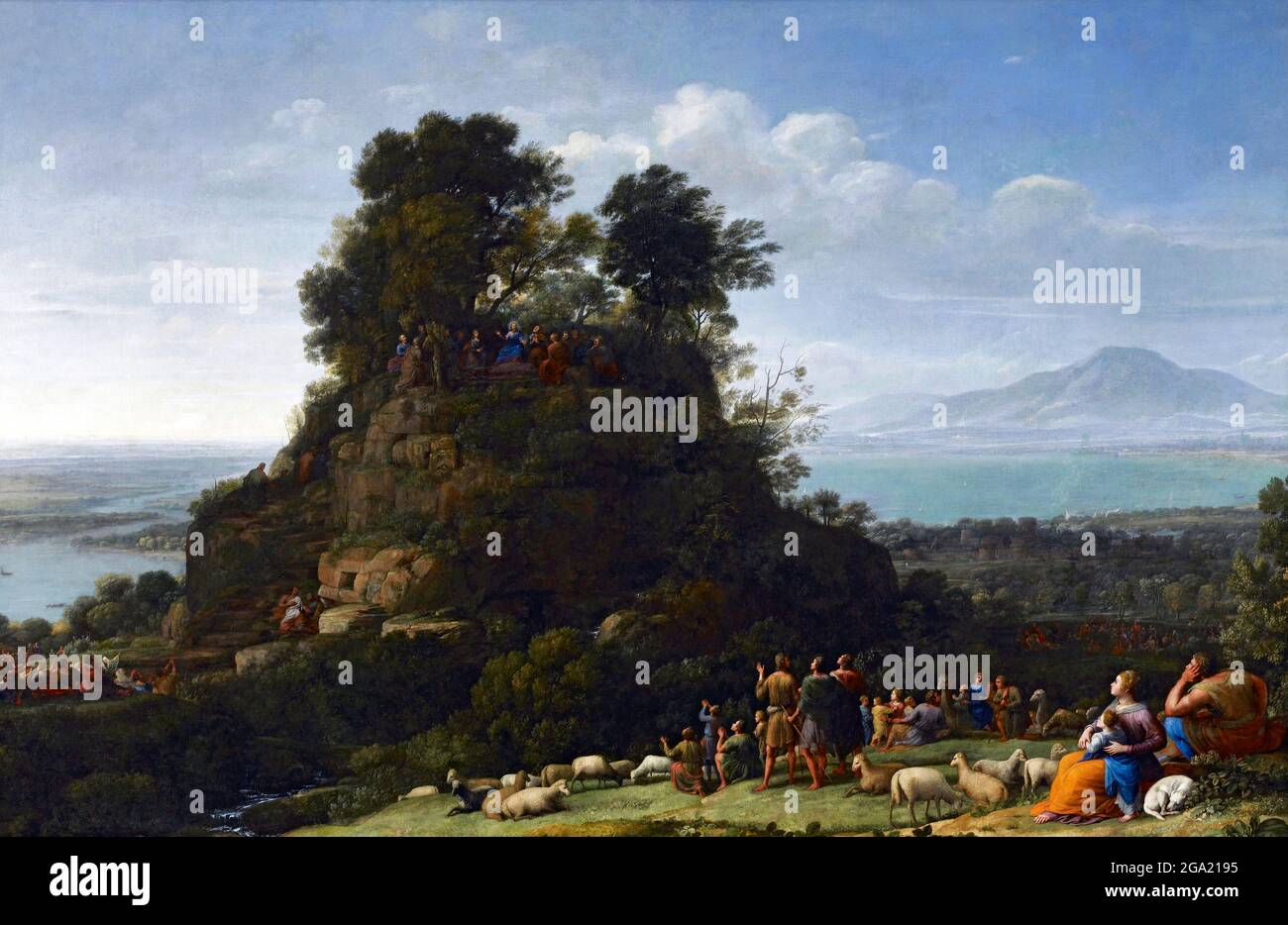 Claude Lorrain. Predigt auf dem Berg des französischen Barockmalers Claude Lorrain (geb. Claude Gellée, c. 1600 -1682), Öl auf Leinwand, 1656 Stockfoto