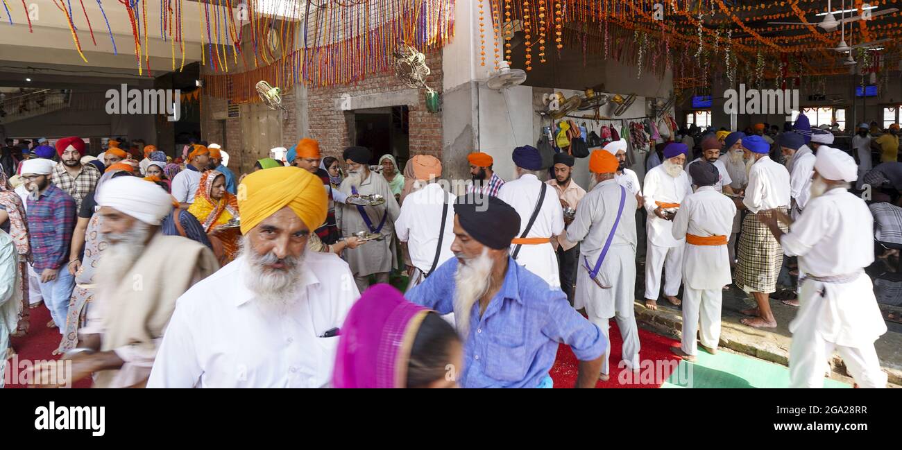 Waschen Freiwillige, Golden Temple (Sri Harmandir Sahib) Gurdwara Küchen in Amritsar, Punjab, Indien Stockfoto