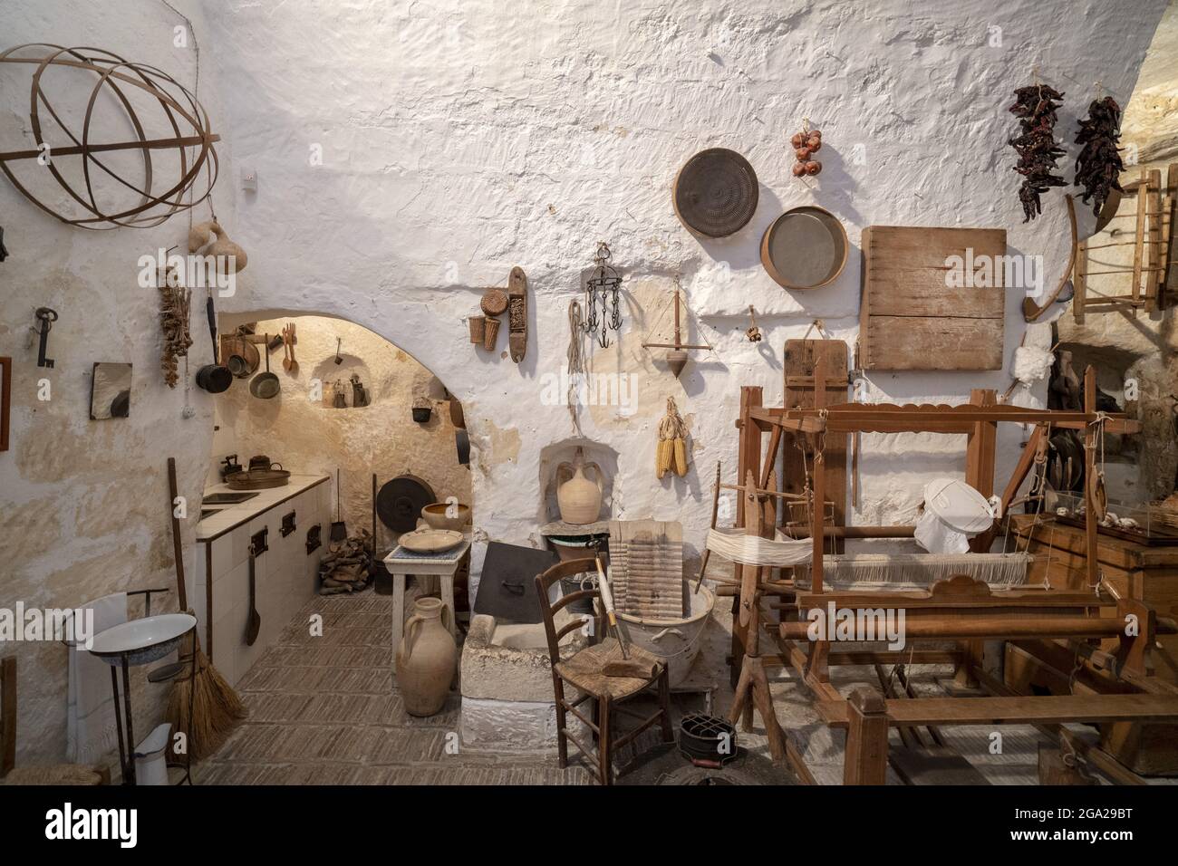 Museum über das traditionelle Leben in den Sassi von Mdera, Italien; Mdera, Basilikata, Italien Stockfoto