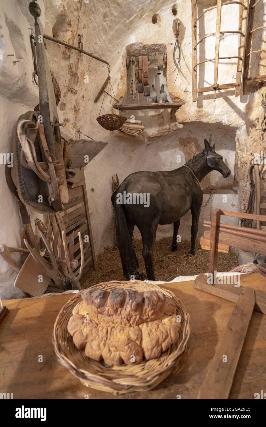 Museum über das traditionelle Leben in den Sassi von Mdera, Italien; Mdera, Basilikata, Italien Stockfoto