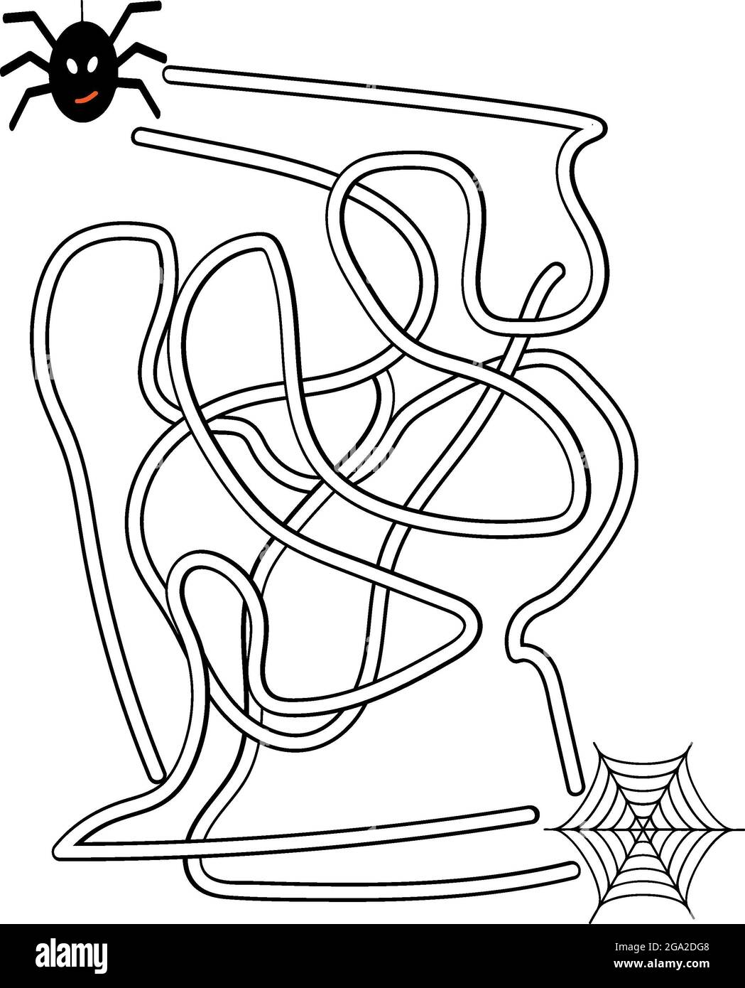 Halloween Labyrinth-Spiel für Kinder.Fun Educational Scary Character Theme Labyrinth Puzzle Spiele für Kinder Illustration, geeignet für Spiele, Buchdruck, Apps, Stockfoto
