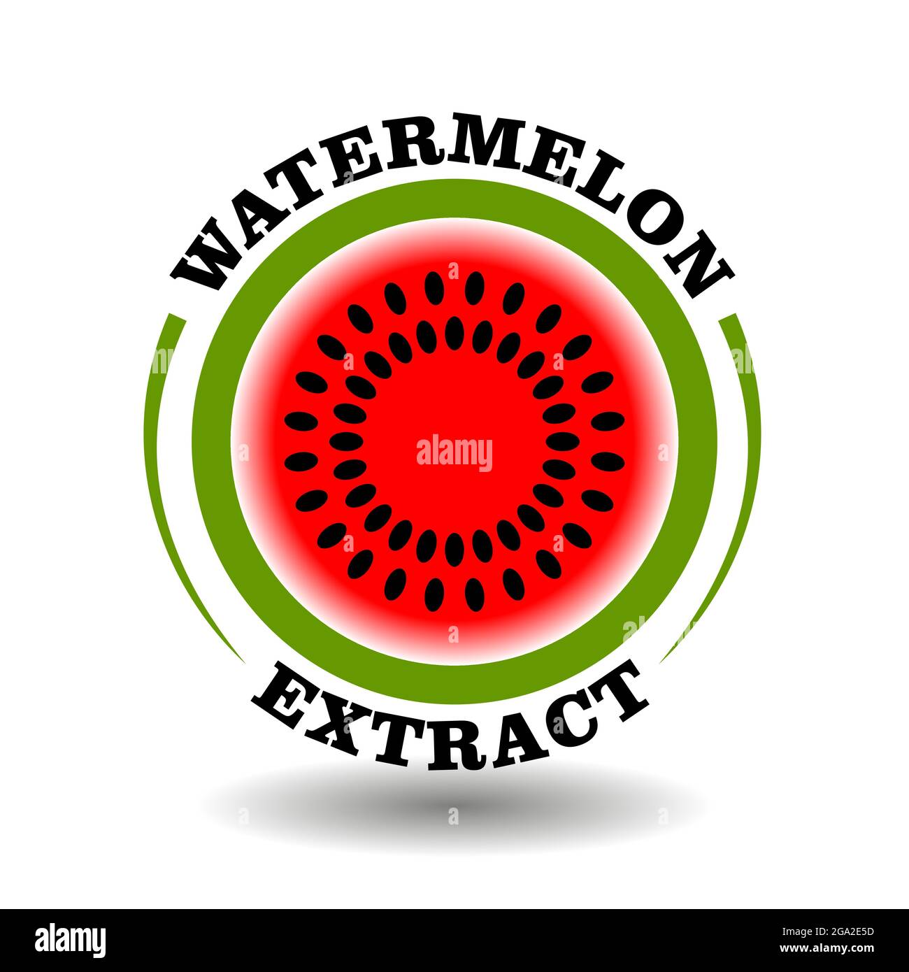 Kreatives Kreis-Logo Wassermelone mit rundem halben Schnitt von Fruchtscheibe Symbol und Kreis Samen Symbol für die Kennzeichnung Produkt enthalten natürliches organisches Wasser mel Stock Vektor